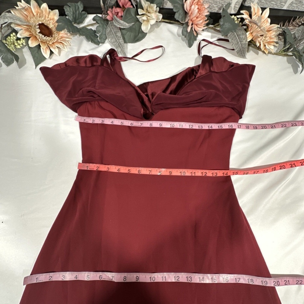 NEW Jill Jill Stuart [ 6 ] Satin‎ Popover & Crepe Gown in Oxblood Red - Picture 3 of 16